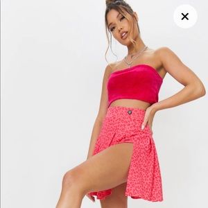 Pretty Little Thing Pink Leopard Print Side Split Tennis Skirt
